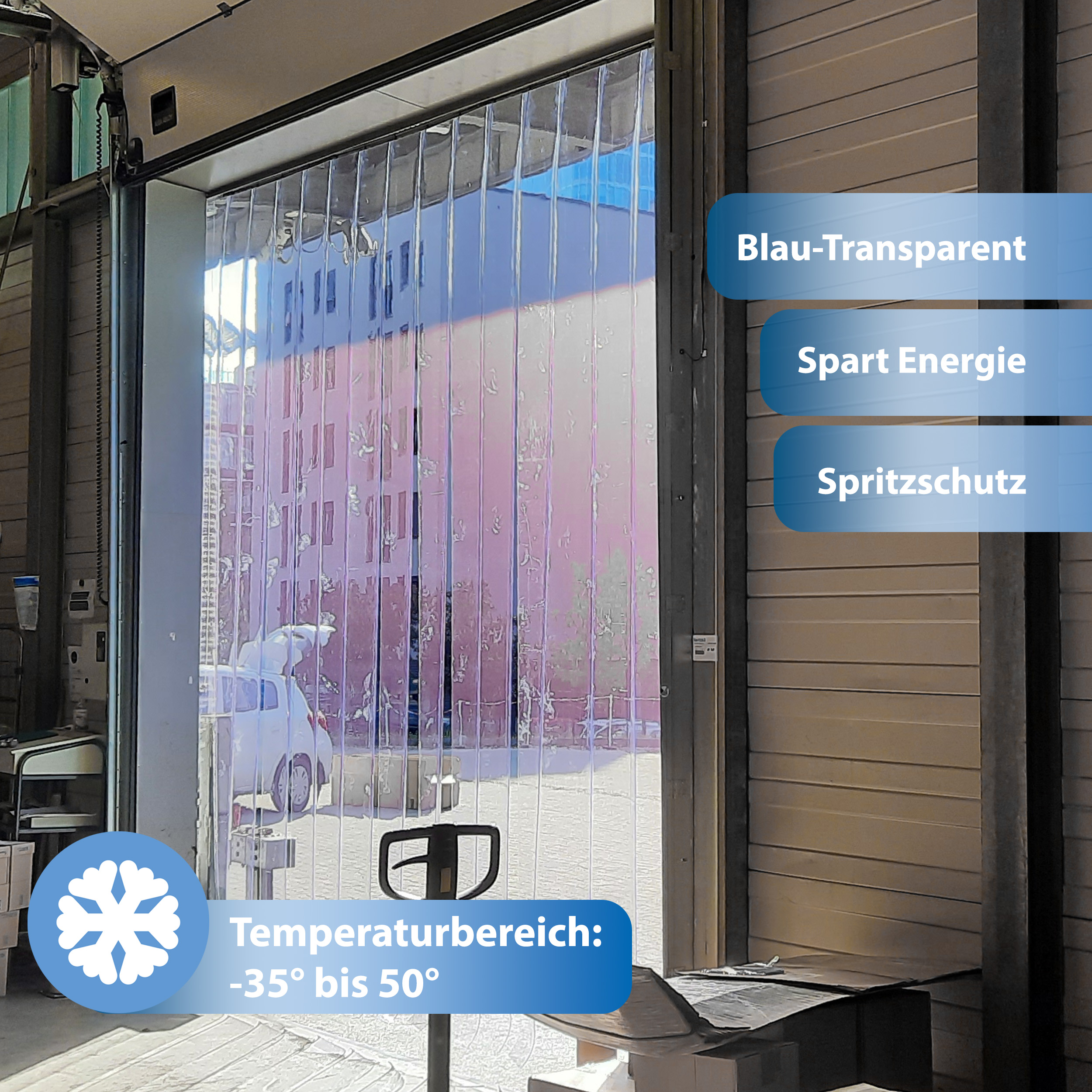 Bande de remplacement pour rideau en PVC BLEU-TRANSPARENT – Image 4