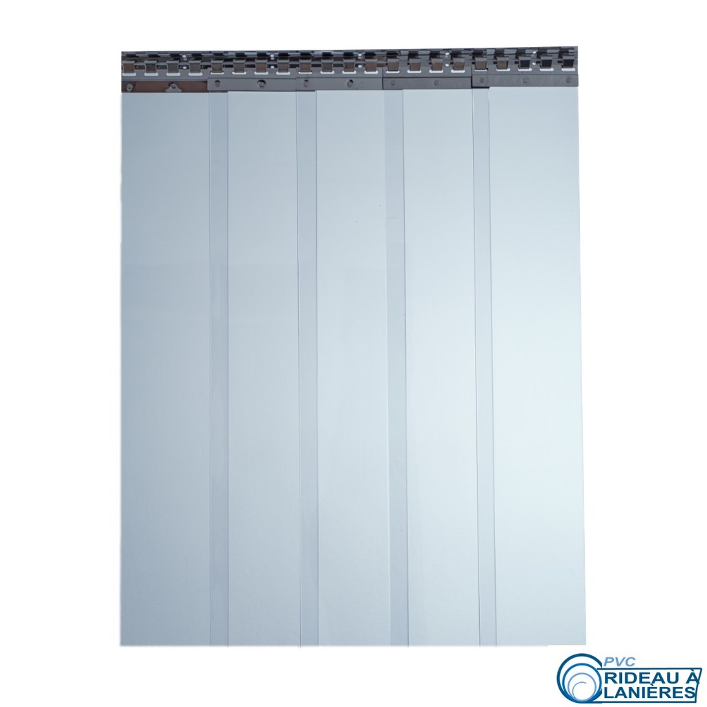Rideau à lanières en PVC bleu transparent