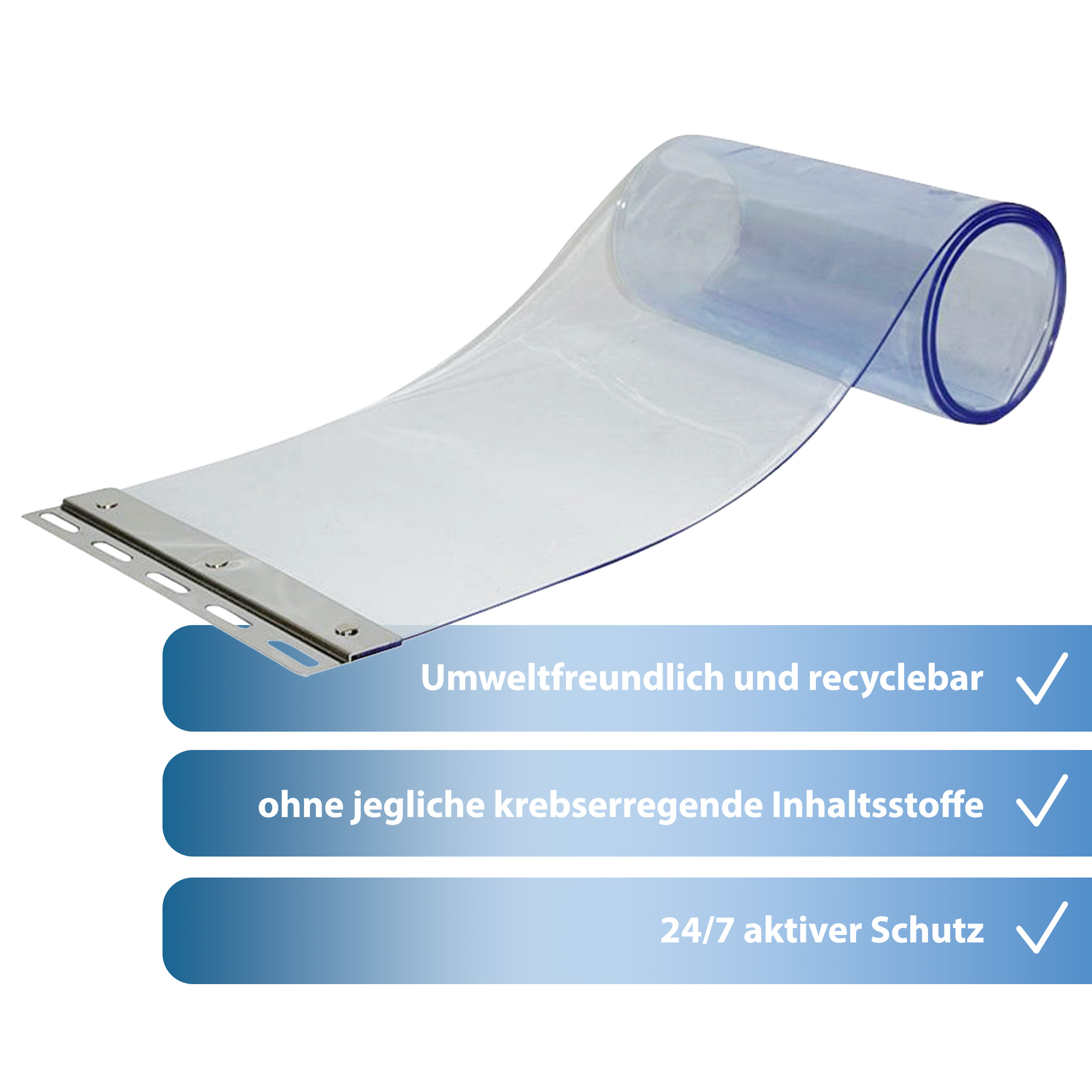 Bande de remplacement pour rideau en PVC BLEU-TRANSPARENT