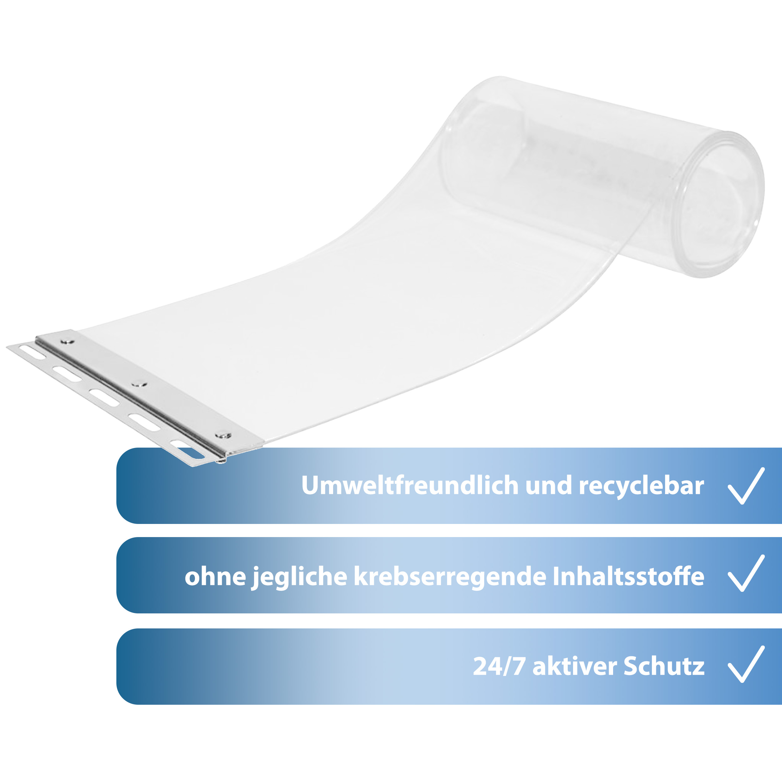 Bande de remplacement pour rideau en PVC, transparente cristal