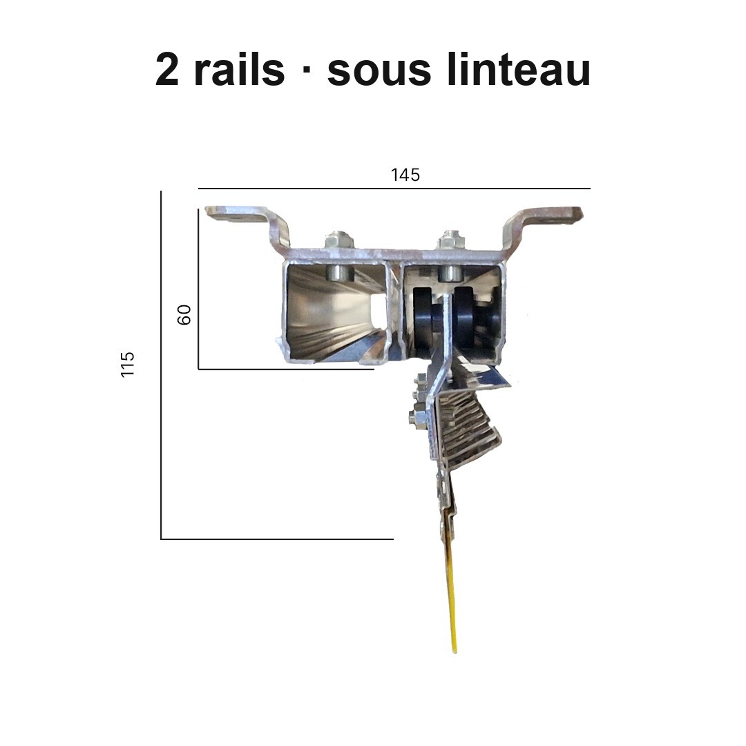 Système coulissant pour rideau à lanières en PVC à double rail, à installer sous le linteau