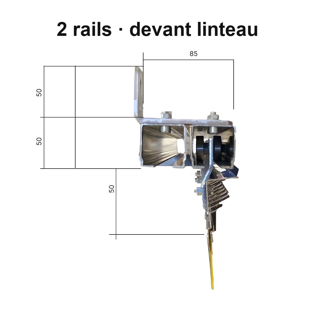 Système coulissant pour rideau à lanières en PVC à double rail pour linteau