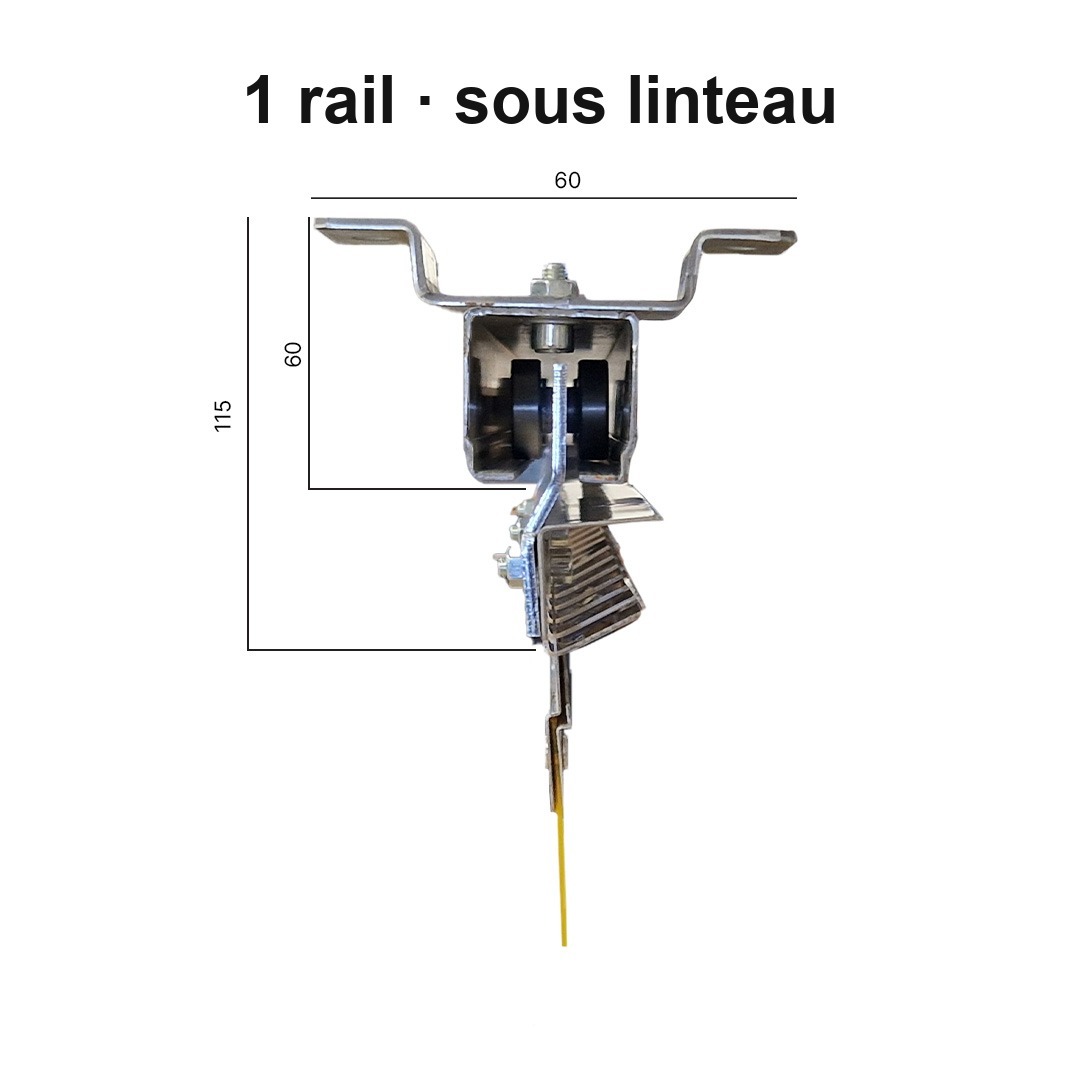 Système coulissant pour rideau à lanières en PVC à 1 rail, à installer sous le linteau