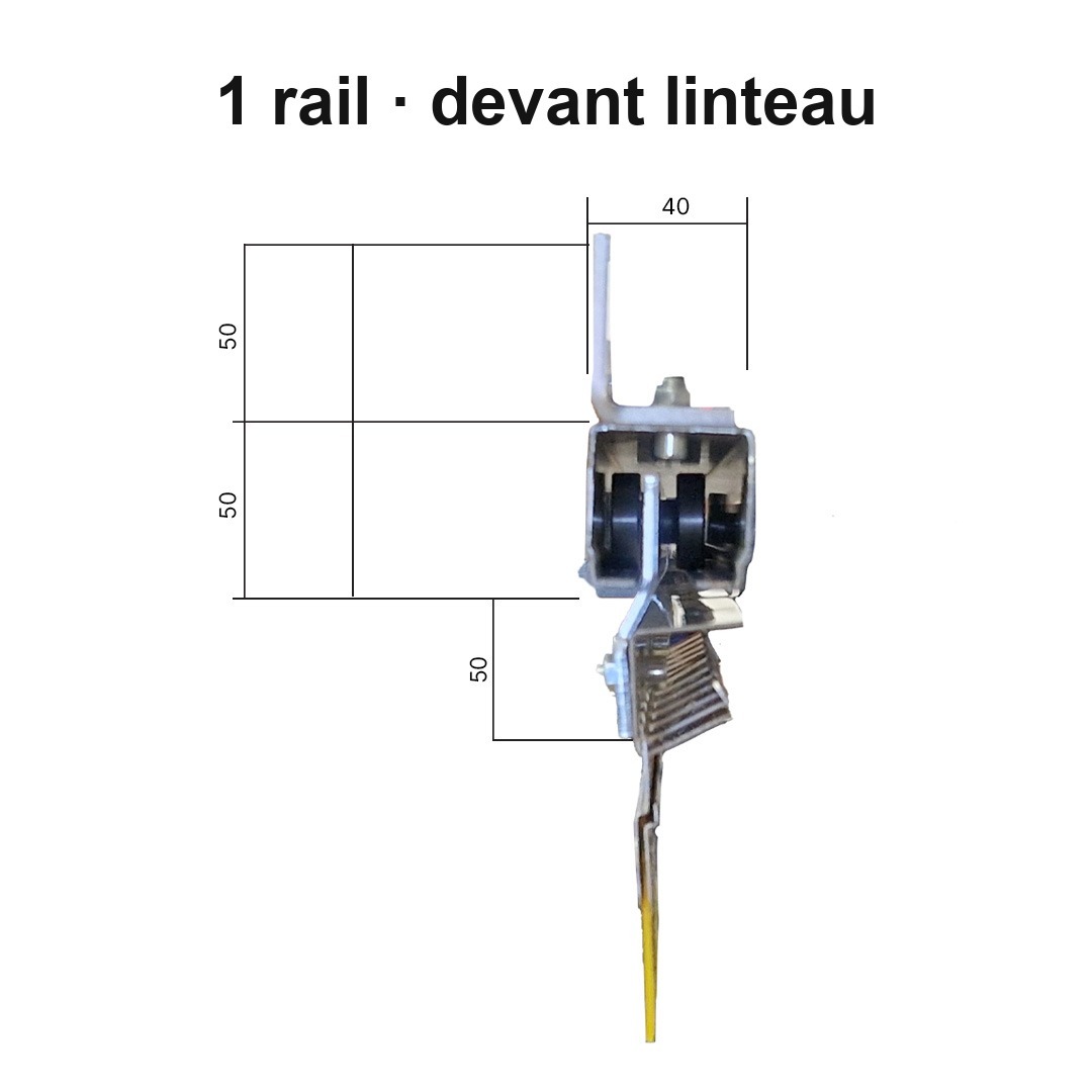 Système coulissant pour rideau à lanières en PVC à 1 rail pour linteau